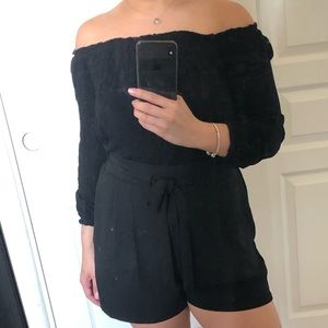 Black off the shoulder blouse